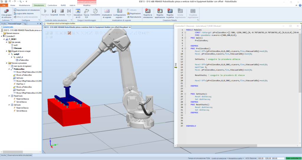 TUTORIAL ESERCIZIO - ESE13 - D10 ABB IRB4600 RobotStudio pinza a ...