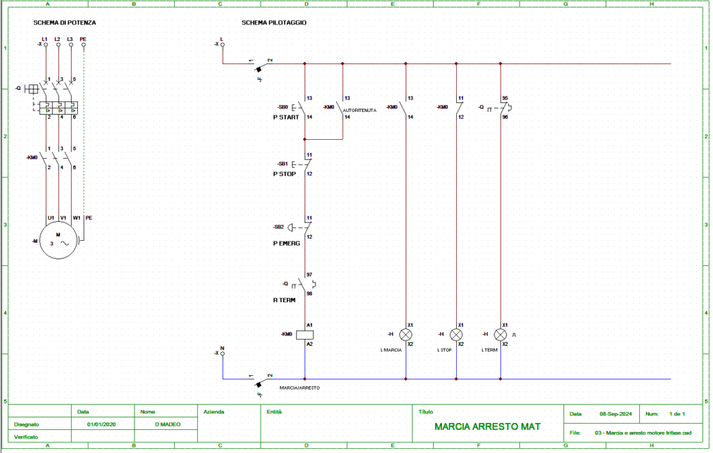 CADeSimu02 Marcia e Arresto MAT in logica cablata con simulazione
